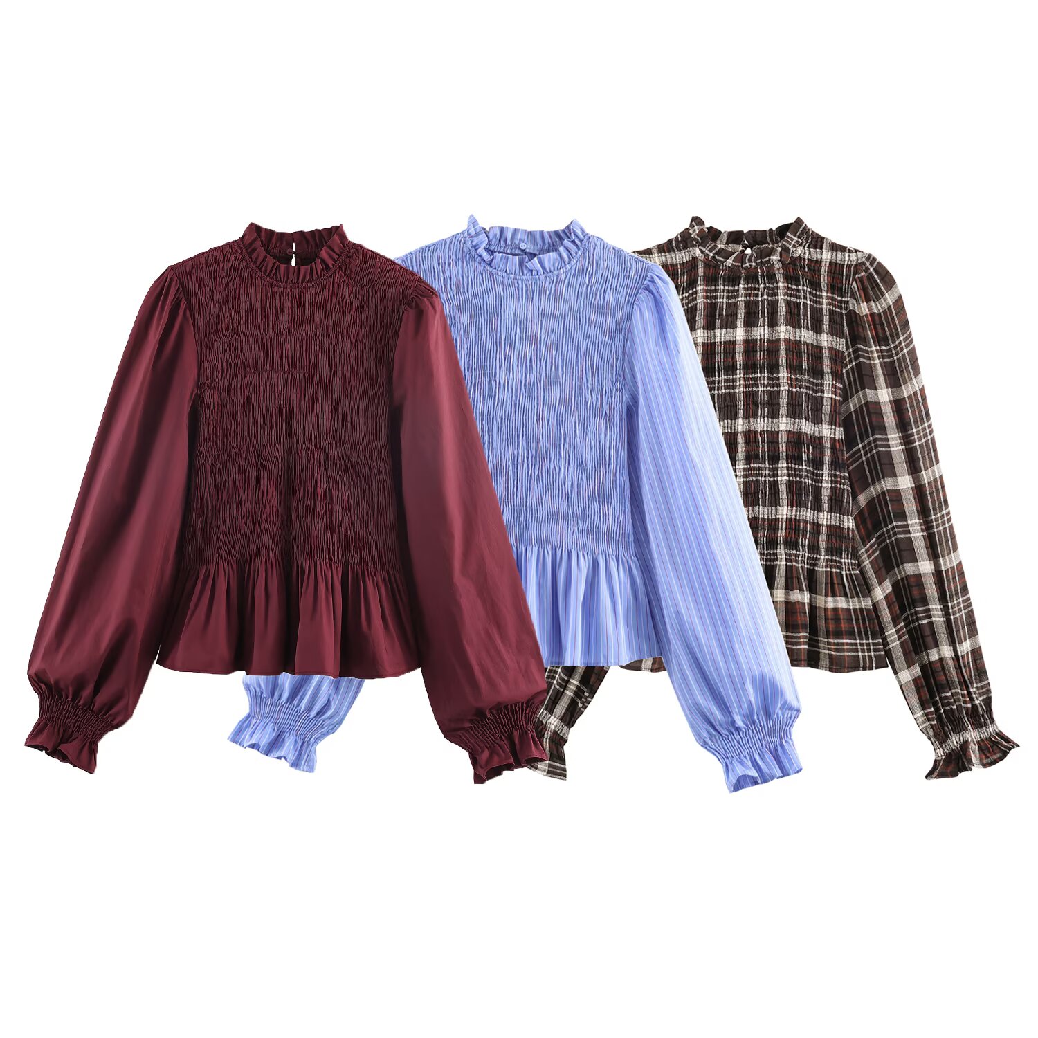 Brand Plaid Ruffle Blouses for - Streetwear Brand England review and price