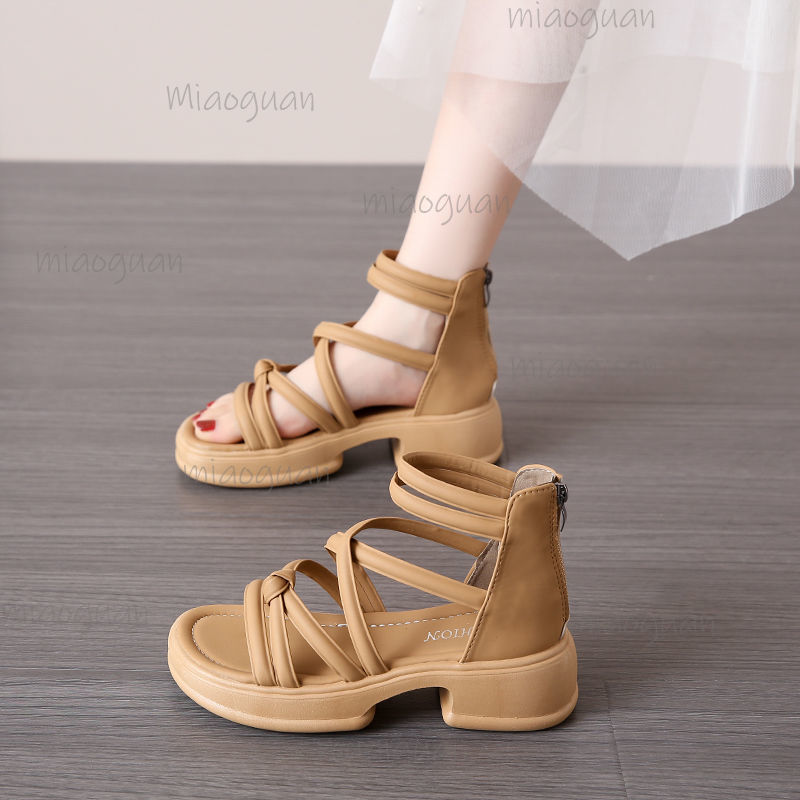 5CM Thick Heel Women Sandals S - Streetwear Zipper review and price