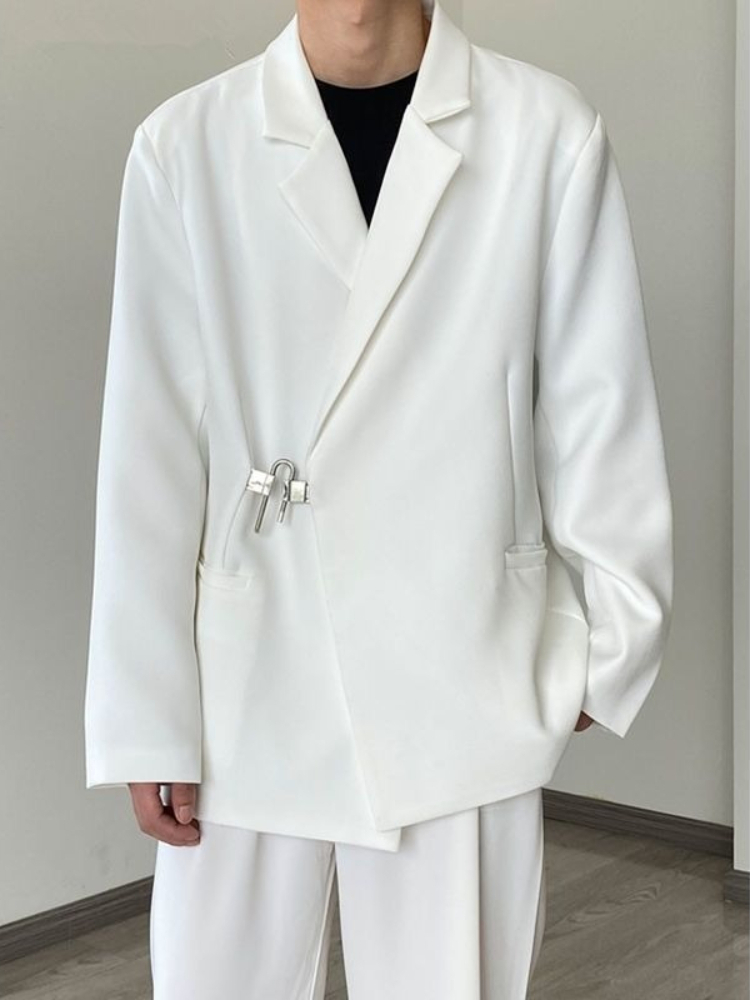 Men's White Casual Blazer Set  - Streetwear Brand Aesthetic review and price