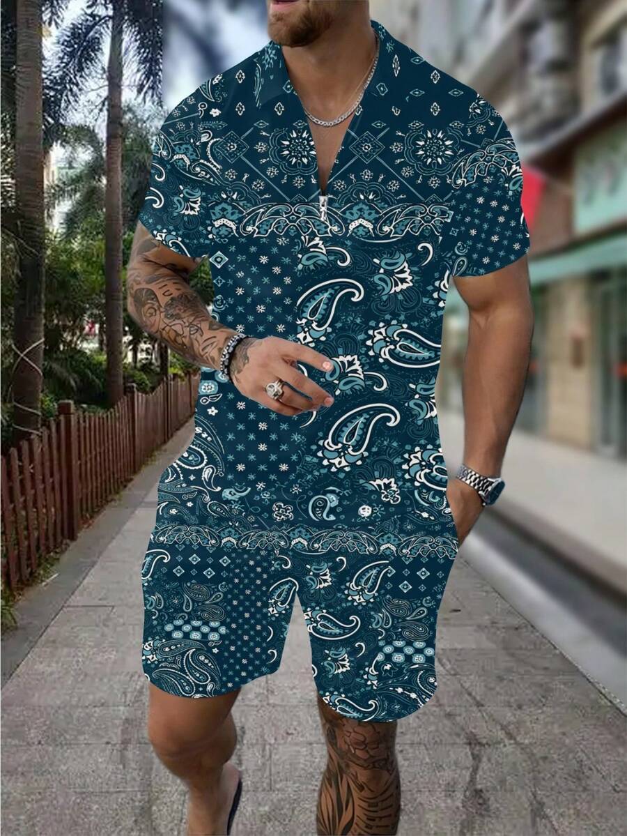 Men's Summer Casual  Paisley B - Streetwear Zipper review and price
