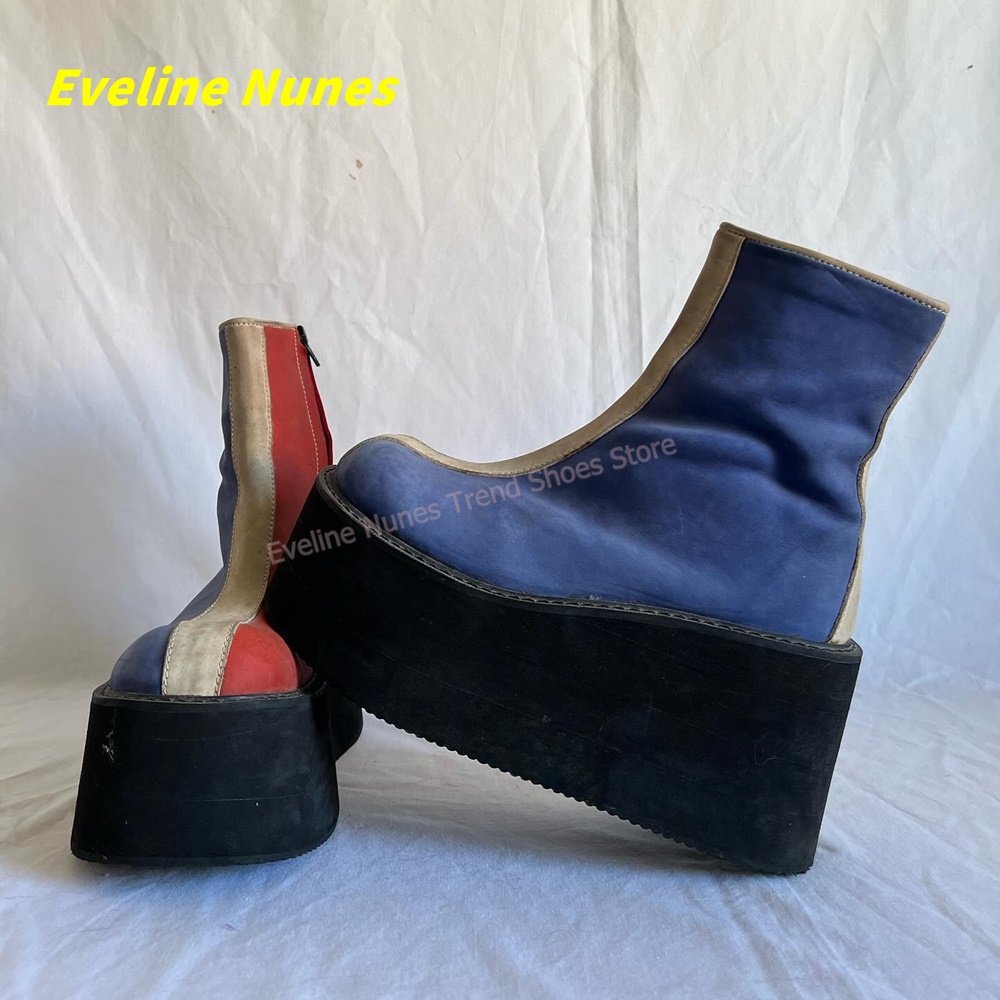 Y2K Red Blue Platform Ankle Bo - Streetwear Zipper review and price