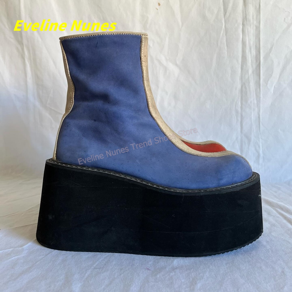 Y2K Red Blue Platform Ankle Bo - Streetwear Zipper review and price