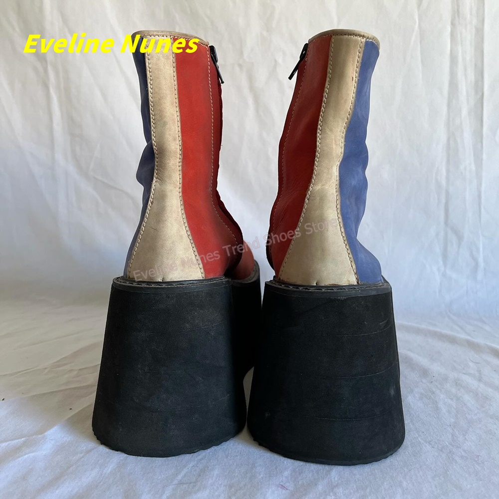 Y2K Red Blue Platform Ankle Bo - Streetwear Zipper review and price