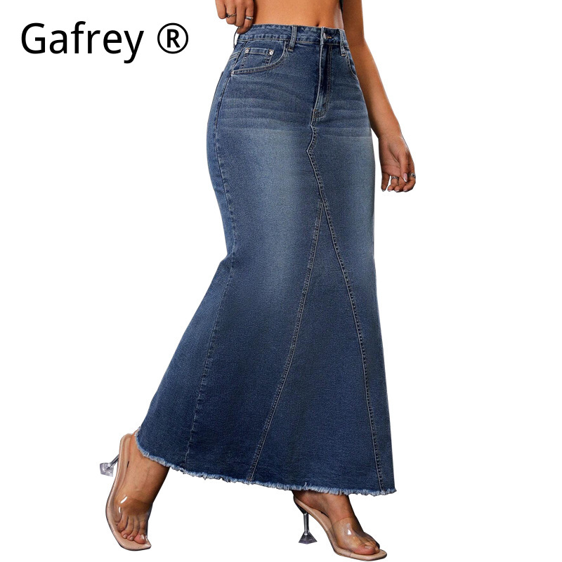 Women Denim Midi Skirt High Wa - Streetwear Zipper review and price