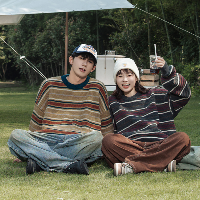 Korean Fashion Vintage Striped - Streetwear Brand England review and price