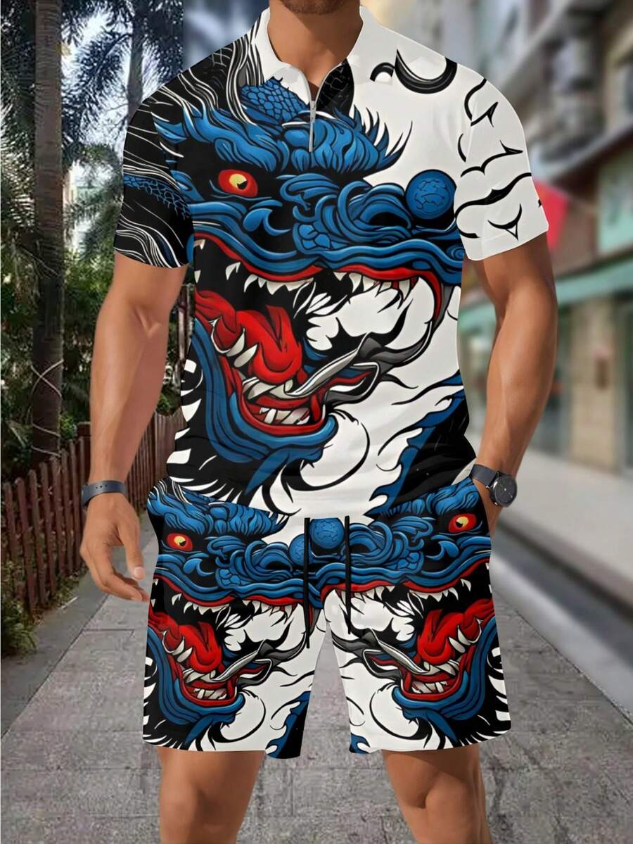 Men's 3D Dragon Print Zipper P - Streetwear Zipper review and price