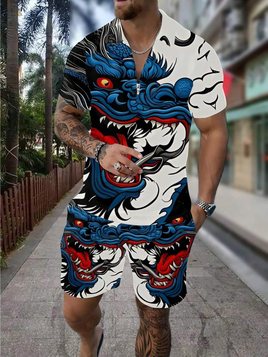 Men's 3D Dragon Print Zipper P - Streetwear Zipper review and price