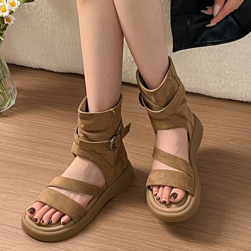 Women Open Toe Buckle Ankle Bo - Streetwear Zipper review and price