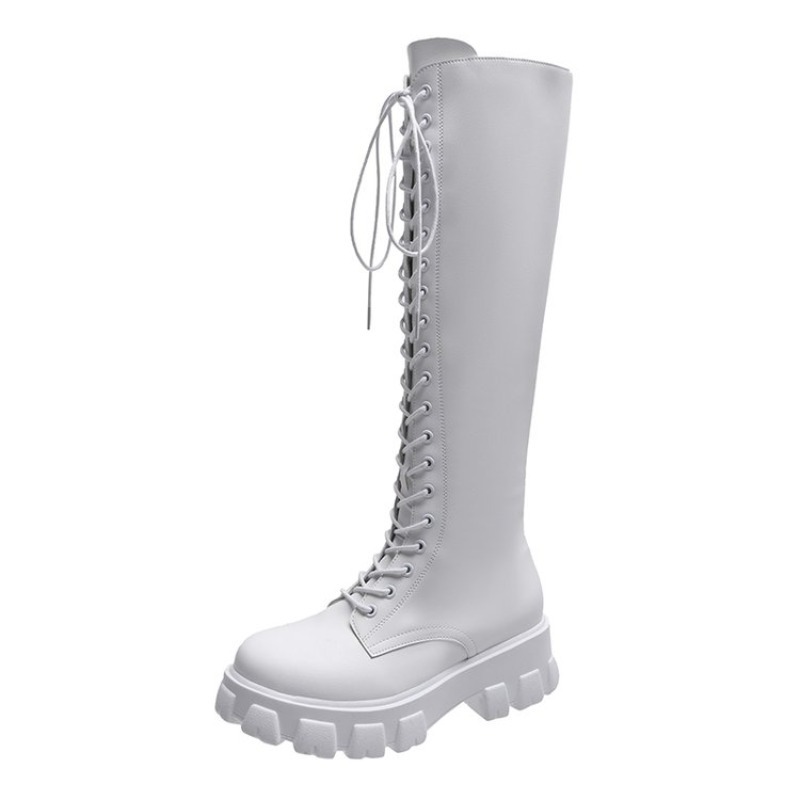 Women Knee High Boots Lace Up  - Streetwear Zipper review and price